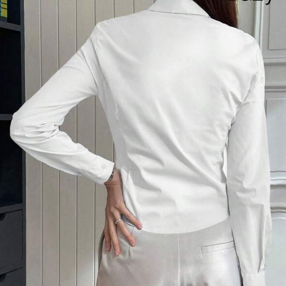 DAZY Solid Button Front Shirt - Womens - Size S - Picture 2 of 4